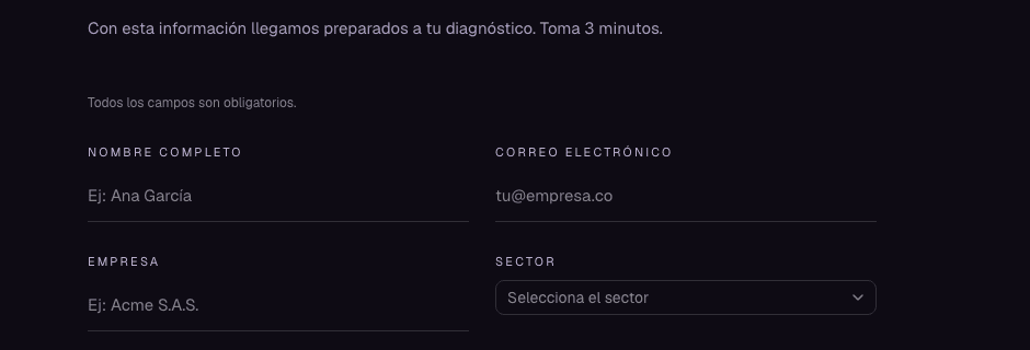 Vista previa de las primeras preguntas del formulario de evaluación
